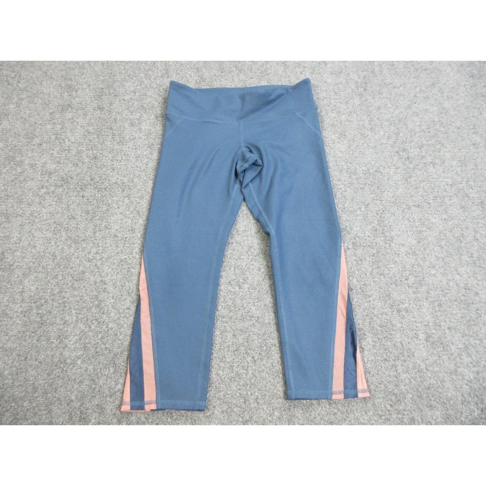 Alo Yoga Capri Pants Womens M Blue Colorblock High Rise Leggings Athletic Gym